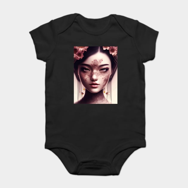 anime flower manga girl Baby Bodysuit by animegirlnft